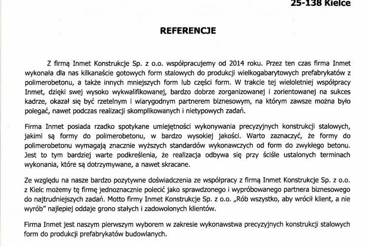 Referencje SYTEC dla INMET Konstrukcje 02.2023